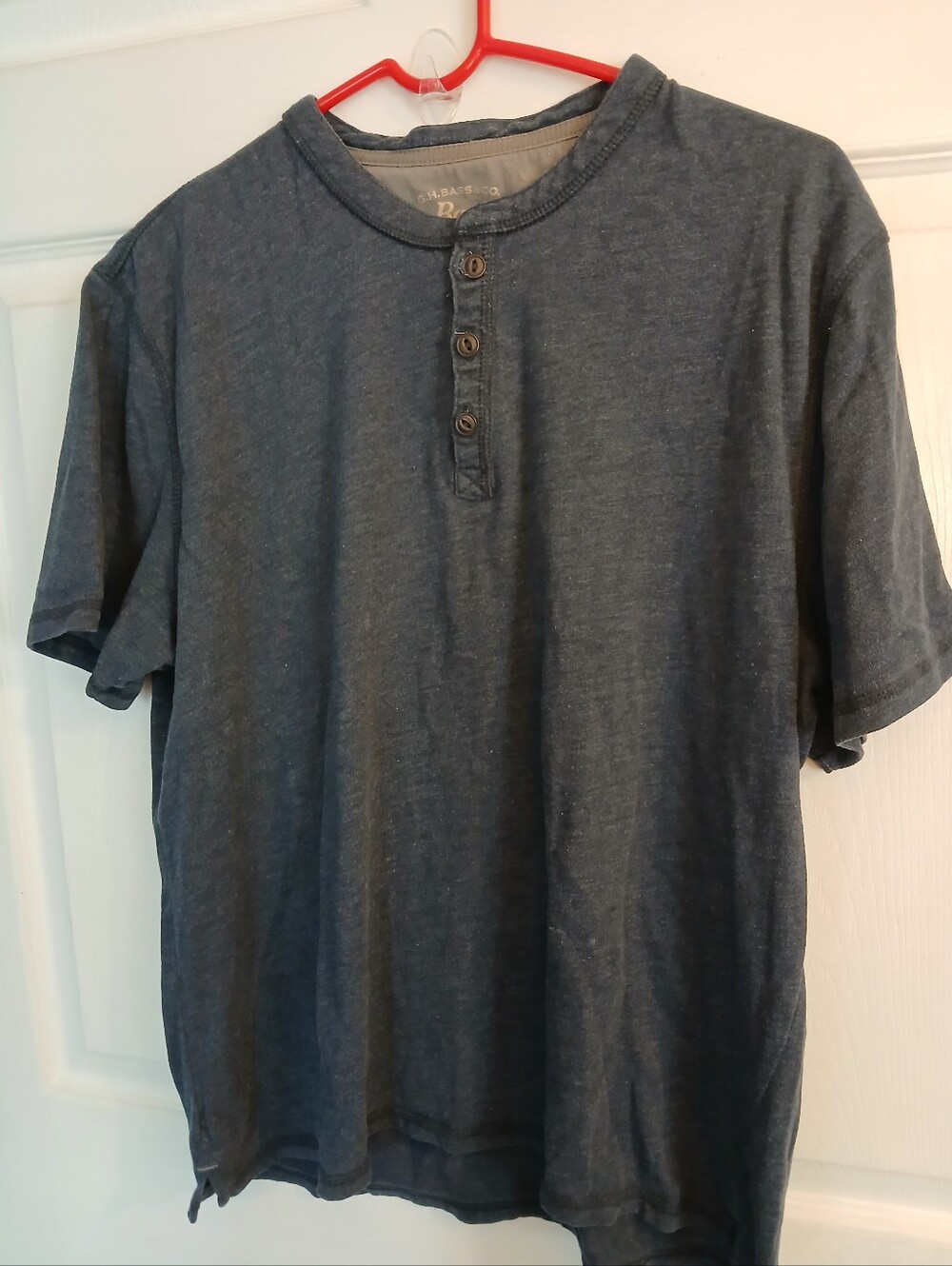 Men's Short-Sleeve Henley Shirt - Washed Dark Blue